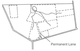 Figure 3. Locate permanent lanes to avoid erosion yet allow access to as many fields as possible.