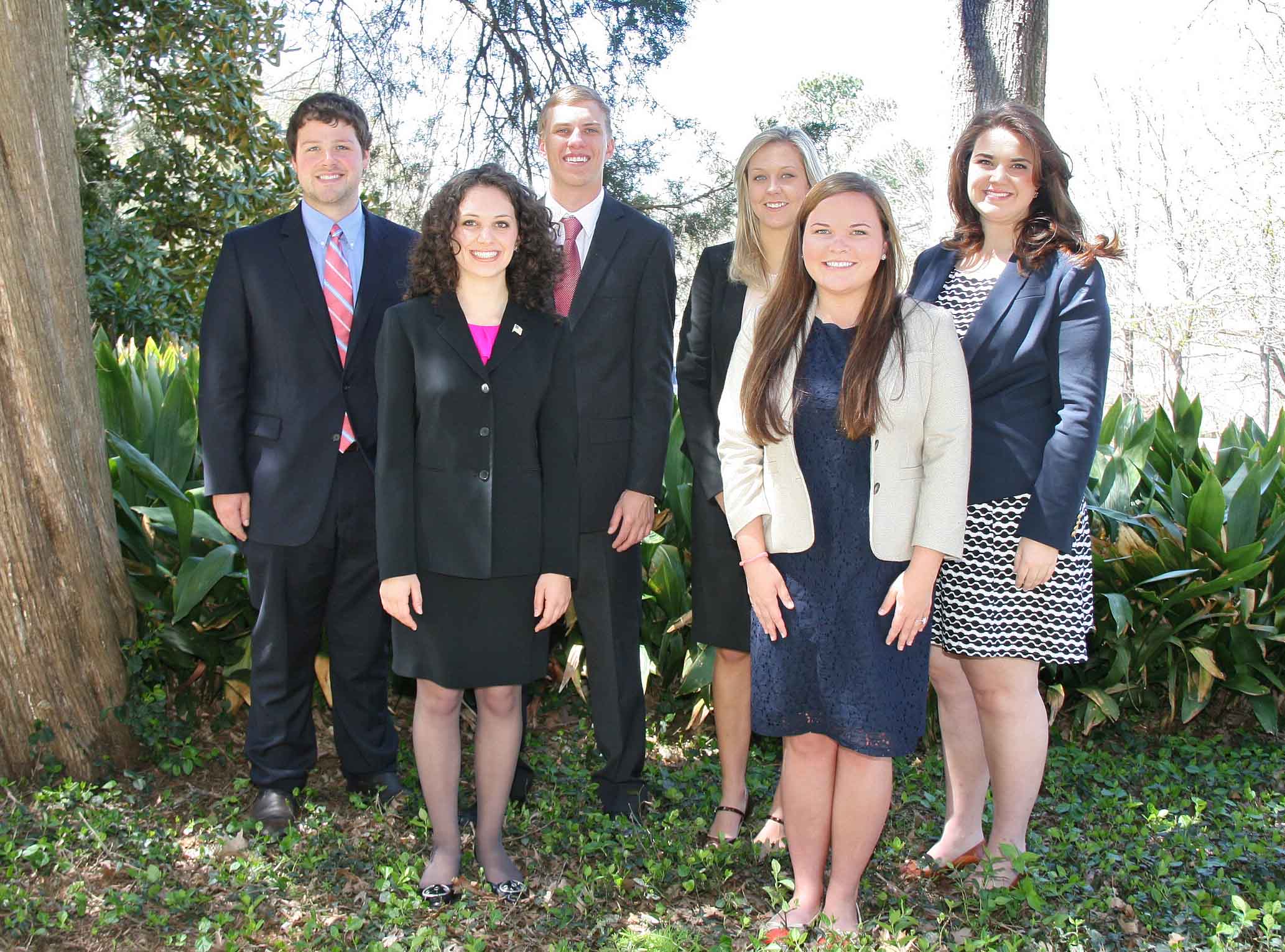UGA CAES students, from left; back, J. Thomas Golden, Michael Thompson, Sarah Brown, Tess Hammock and, front, Sarah Carnes and Mary Cromley will serve as UGA's Congressional Agriculture Fellows this summer.  Once in Washington D.C., the students will attend agricultural committee hearings and conduct agricultural-related research, all while earning credit hours towards graduation.