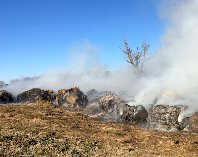 Poultry litter is a valuable by-product for farmers and is used as a soil amendment and fertilizer. But stored improperly, it can create barn fires like the one that destroyed this farmer's hay.