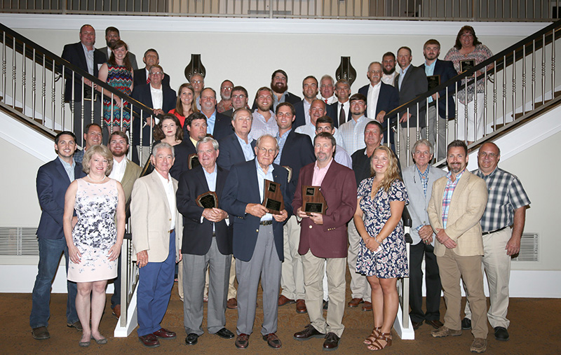 The Georgia Peanut Achievement Club honors farmers throughout the state who produced the highest yields. Pictured are the farmers, industry sponsors, UGA Peanut Team and Extension agents on August 10, 2019.