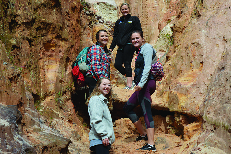 Students in Glen Harris' Soils and Hydrology class pose for a picture at Providence Canyon.