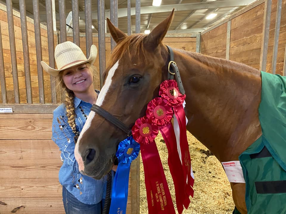 Bleckley County's Kaylee Cahill won first in several ranch horse classes to become overall high point champion for the deep ranch horse division.
