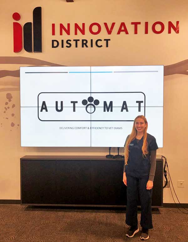 CAES alumnus Alyssa Gutierrez presented on AutoMat, the company she co-founded, to representatives from the Georgia Governor’s Office, Georgia Department of Agriculture, and Georgia Legislature in fall 2021.