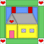 quilt square design of a house