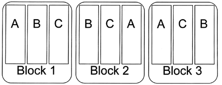 Block design with three blocks, each with three sections within it.