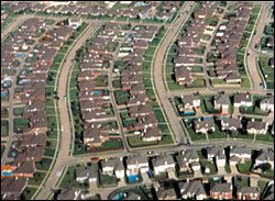 aerial view of suburban housing