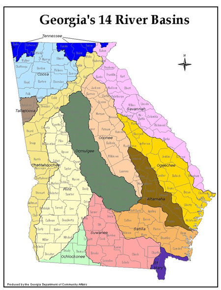 Map of Georgia showing the river basins