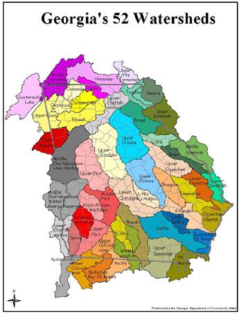 Map of Georgia showing watersheds