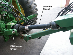 PTO driveline safety cover with driveline shield and PTO master shield