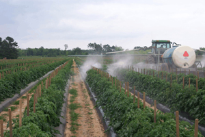 photo of hydraulic boom sprayer.