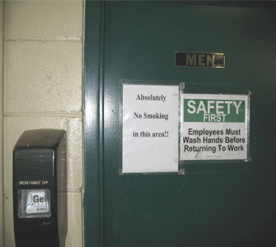 Signs and sanitizer dispenser