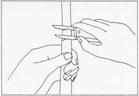 Illustration of making two cuts in stock around graft location