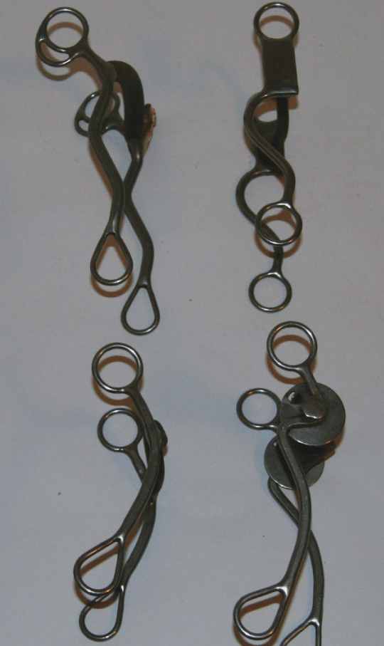 Different styles of shanks on curb bits.