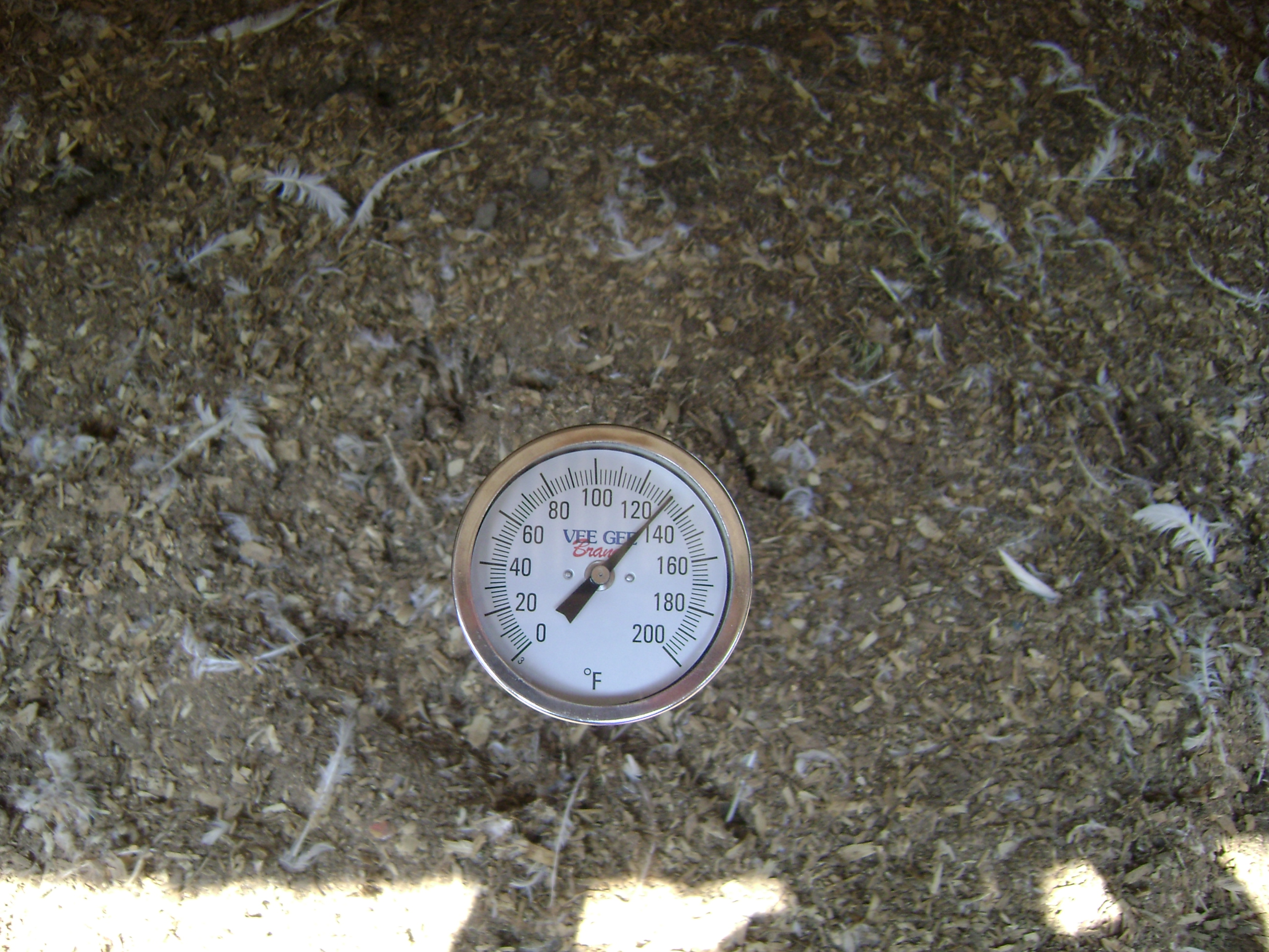 thermometer in a compost pile