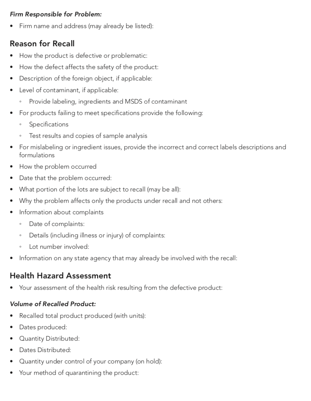 Developing a Recall Plan: A Guide for Small Food Processing Facilities