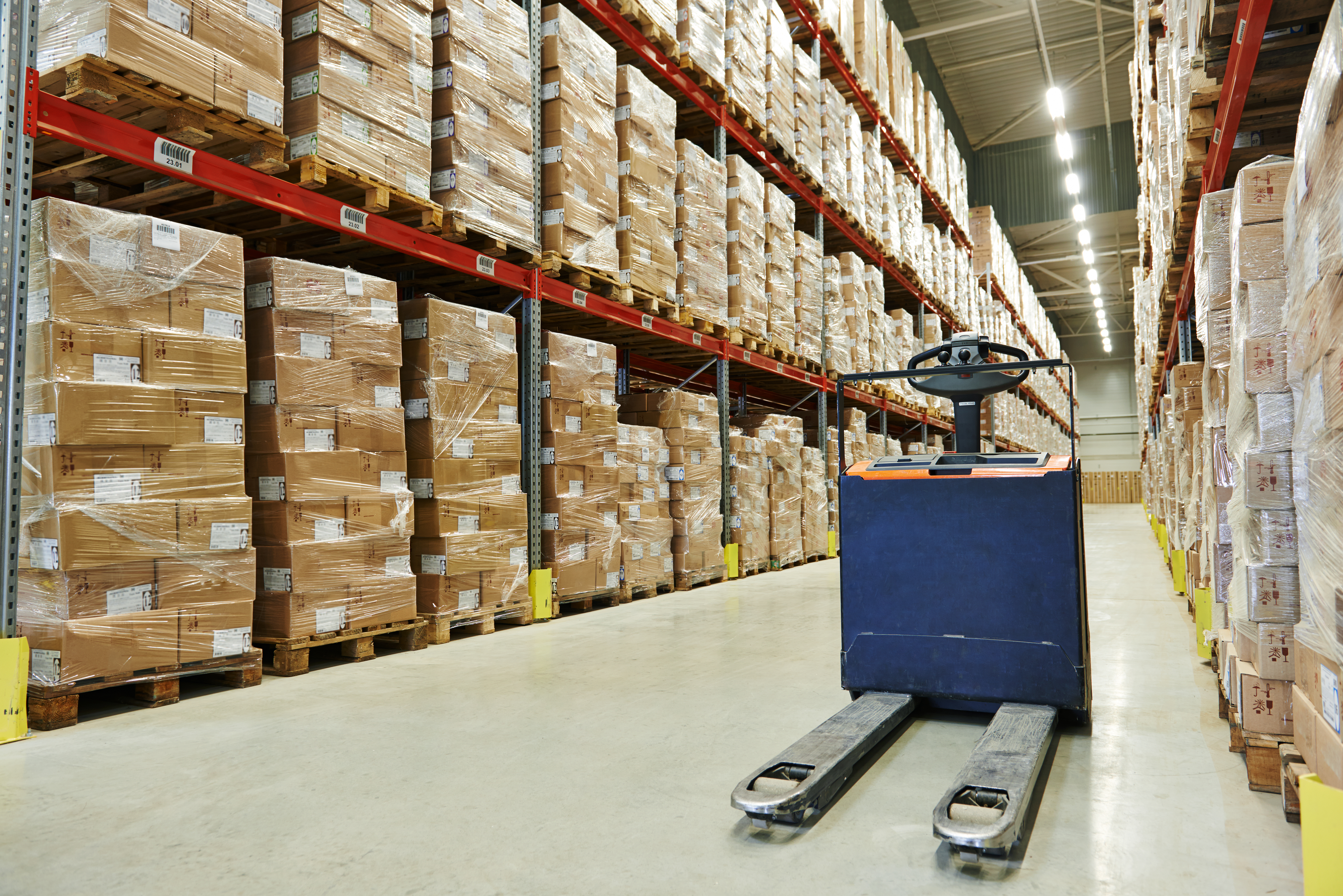 Forklift in a warehouse