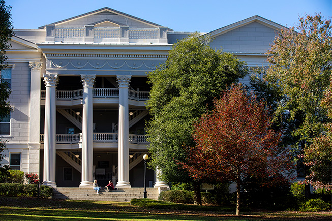 Front of building and trees