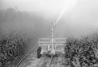 Photo of cable-tow traveler irrigation system.