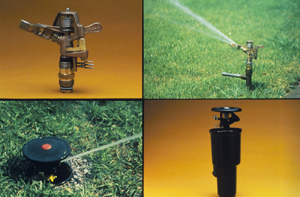 Four examples of rotary sprinklers