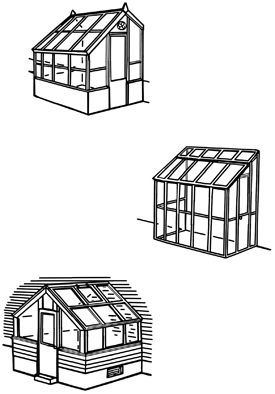 Examples of attached greenhouses.