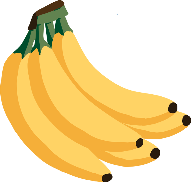 Bananas are a crescent-shaped yellow-colored fruit
