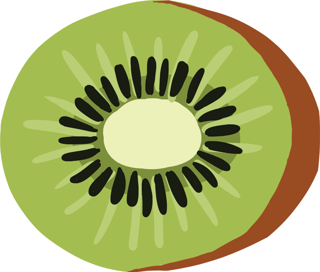kiwi are egg-sized fruits with a fuzzy brown skin and green-colored flesh inside
