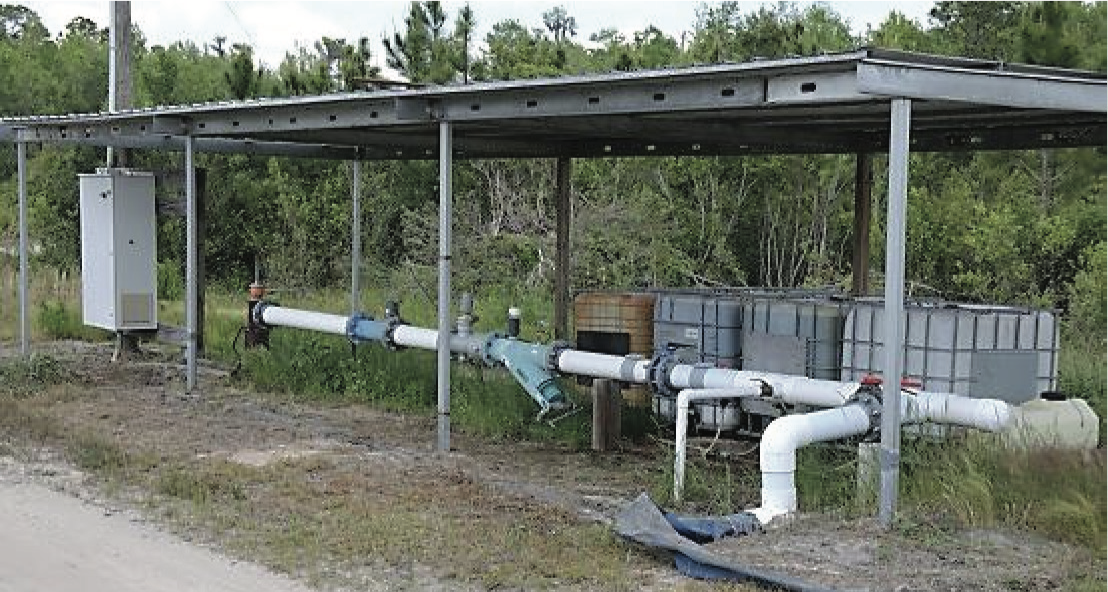 Valves outside under a covering