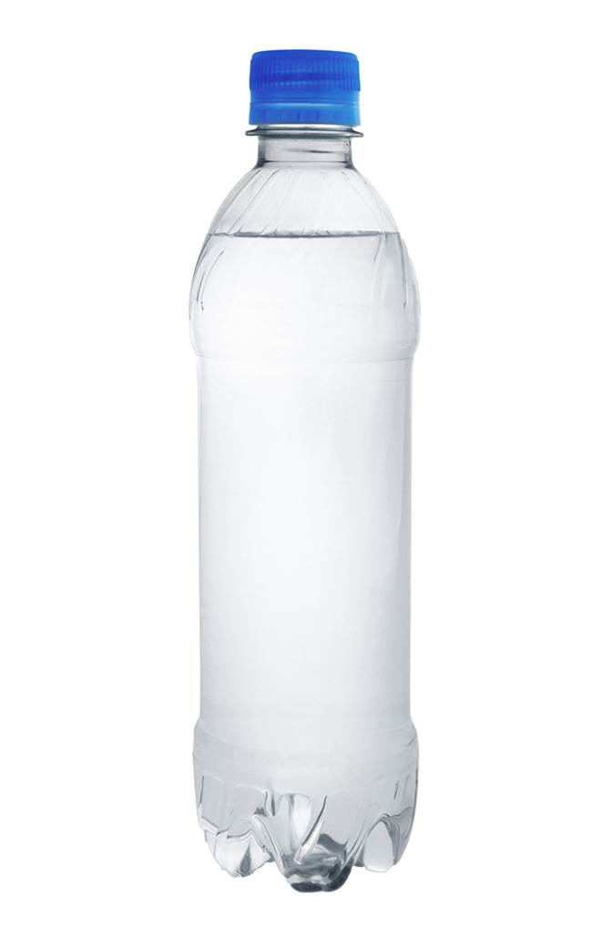 plastic water bottle with the label removed