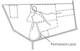 Plot of land with permanent lanes marked out