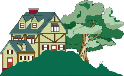 Illustration of a house and tree