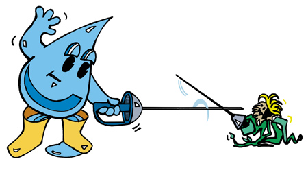 Sword fighting waterdrop