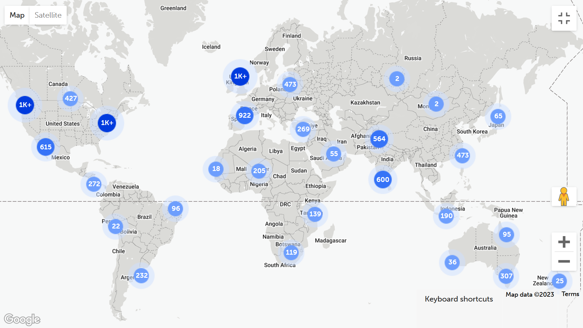 Map showing the number of reads the special topic on “Innovative Agricultural Practices to Improve Soil Health and Sustain Food Production” has received all over the world.