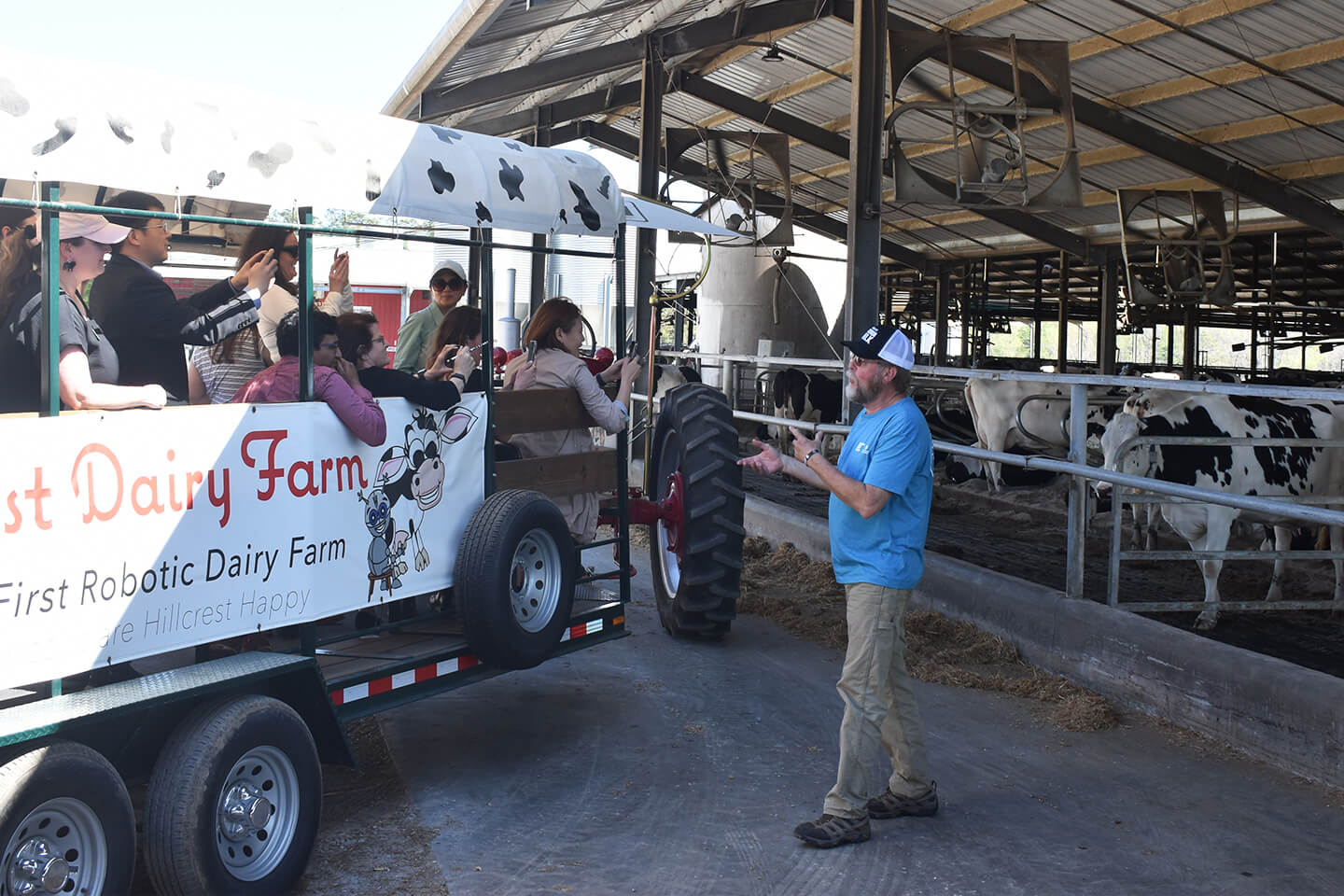 Rural Engagement Workshop participants in the 2023 cohort visit Hillcrest Dairy Farm to see how research has impacted dairy farming in Georgia. (Baker Owens/ UGA)