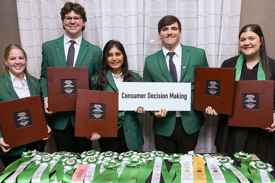 Ben Hill County 4-H'ers (L to R) Ruby Witt, Thomas Holt, Nandini Patel, and Landon Sinyard along with their coach Laura Lee Hughes (Right) brought home a national title at the National 4-H Consumer Decision Making Contest in San Antonio.