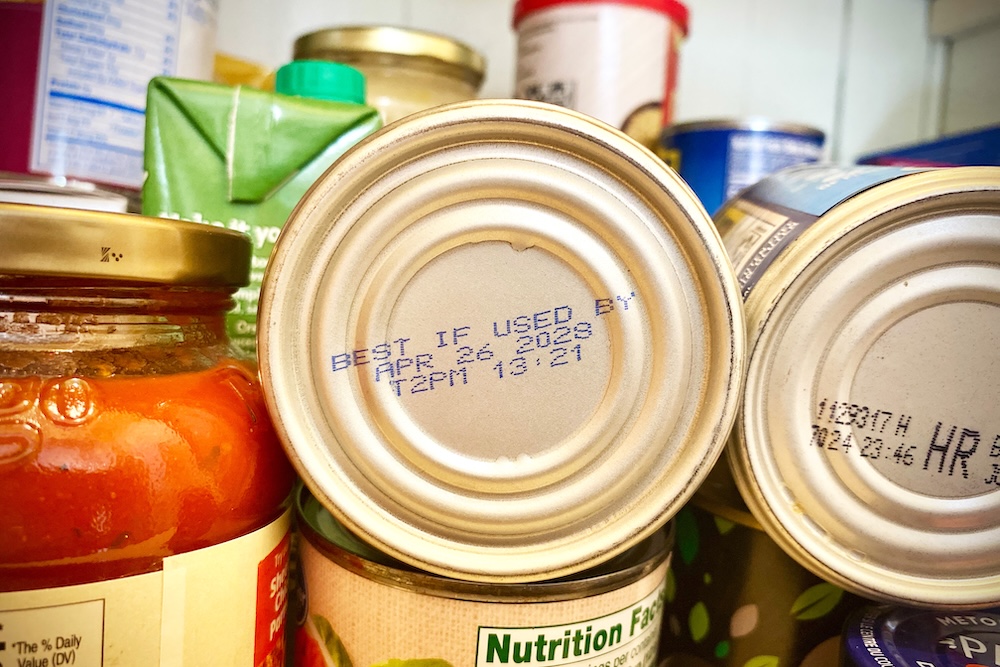 Best by dates on the bottom of canned goods.