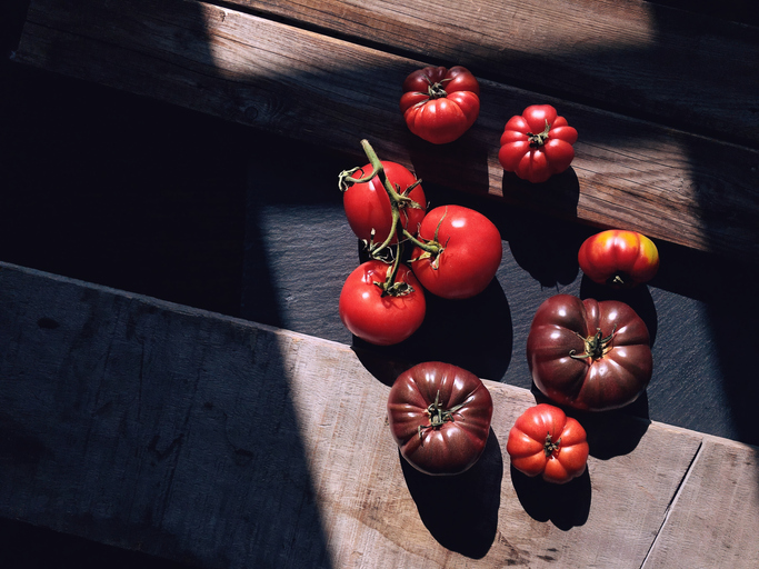 iStock image of garden tomatoes on a table.