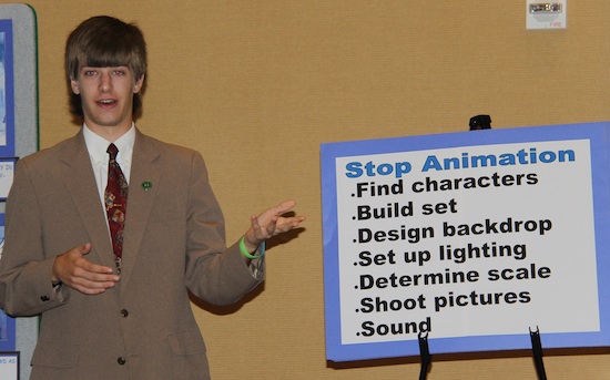 Harley Shook of Gray is shown giving a presentation on film making at the 2013 Georgia 4-H State Congress.