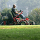 University of Georgia research technician James Worley is shown mowing turfgrass research plots on the UGA campus in Griffin, Ga.