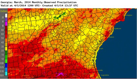 March 2014 was drier than normal over most parts of the state.