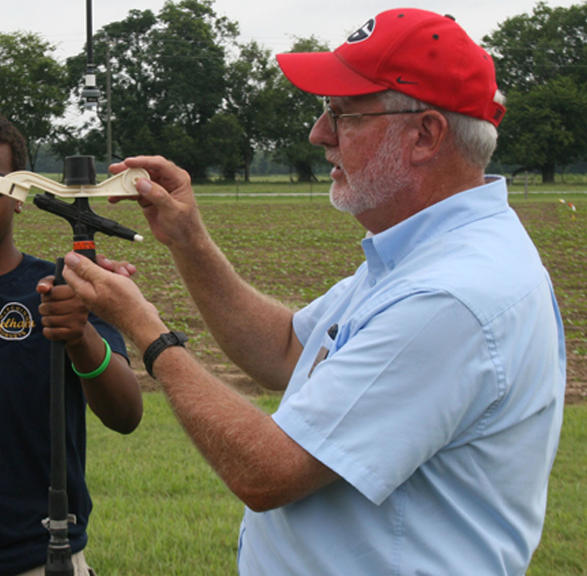 Calvin Perry, superintendent of the UGA Stripling Irrigation Research Park in Camilla, Georgia, speaks about center pivot irrigation during 4-H20 camp held on Tuesday.