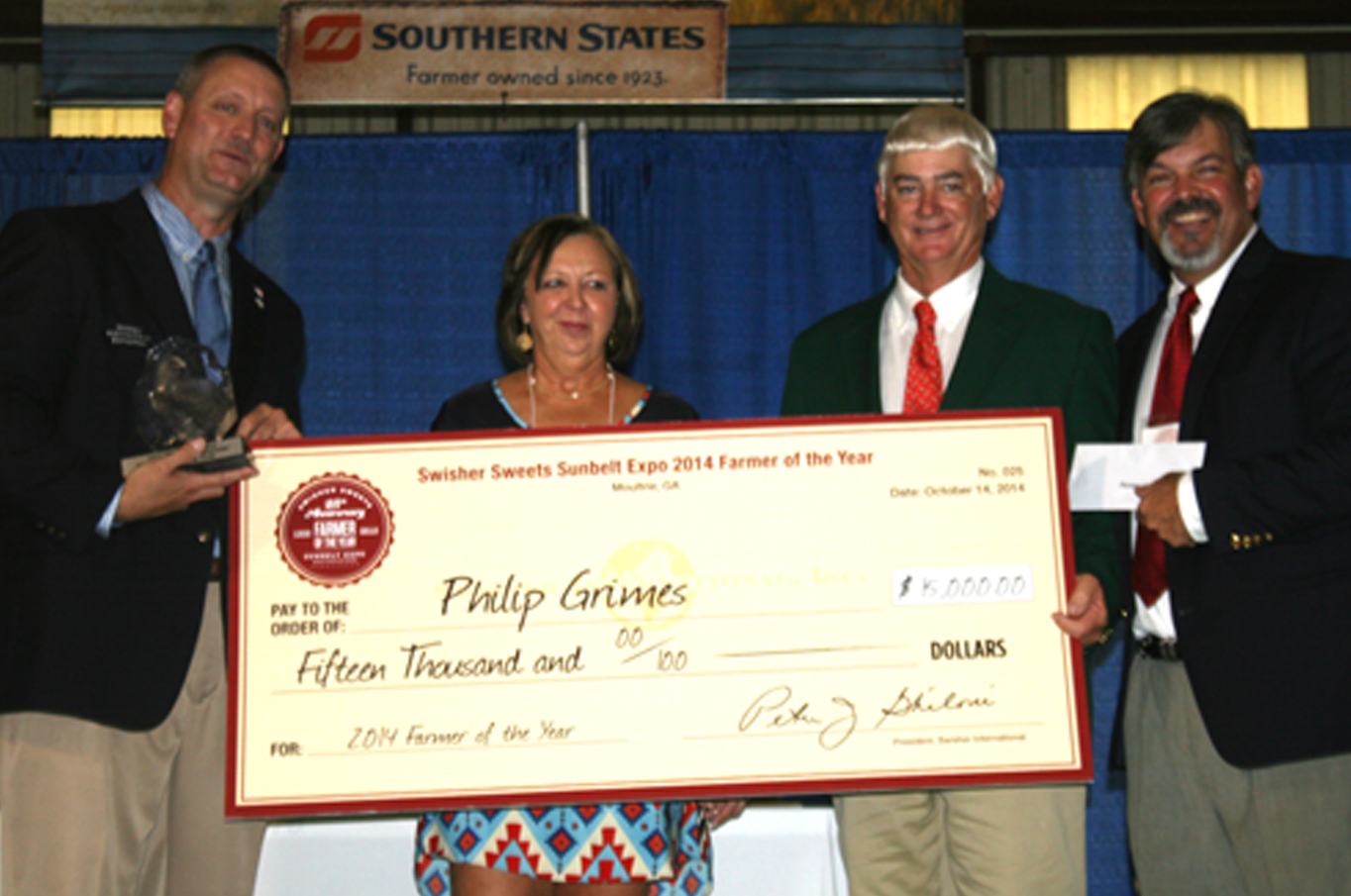 Tifton farmer Philip Grimes was named the Southeastern Farmer of the Year at this year's Sunbelt Expo in Moultrie on Tuesday, Oct. 14.