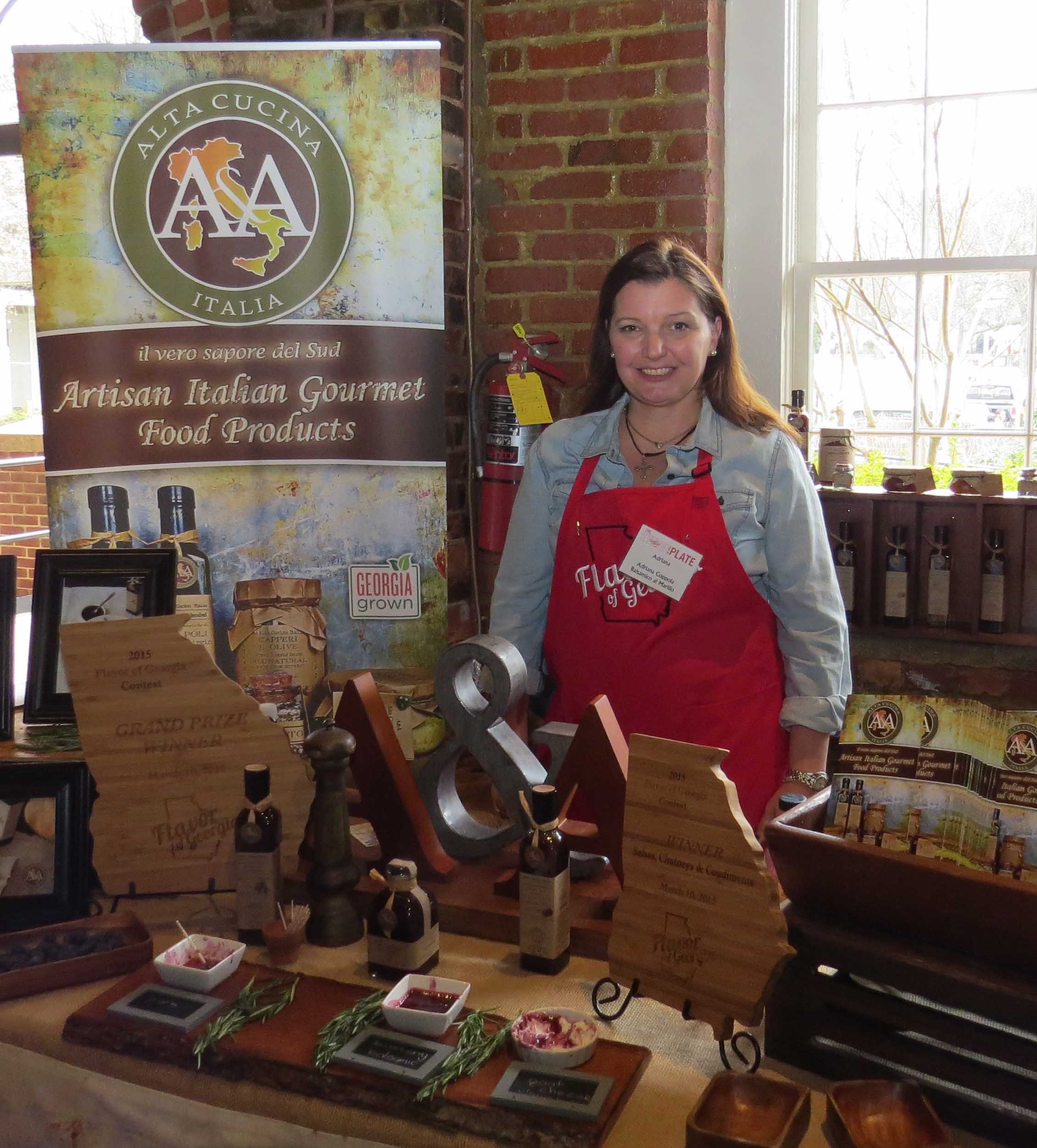Adriana Coppola, a native Italian now living in Johns Creek, won the grand prize in the University of Georgia's 2015 Flavor of Georgia Food Product Contest with her A&A Alta Cucina Italia Balsamico al Mirtillo, a blueberry balsamic vinegar reduction.