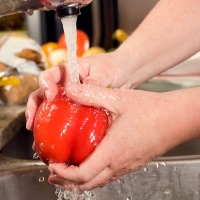 University of Georgia Extension specialists say rinse fruits and vegetables well in running water that is safe for drinking before using them. Fruits and vegetables with firm skins or hard rinds can be washed by scrubbing with a clean vegetable brush under running water.
