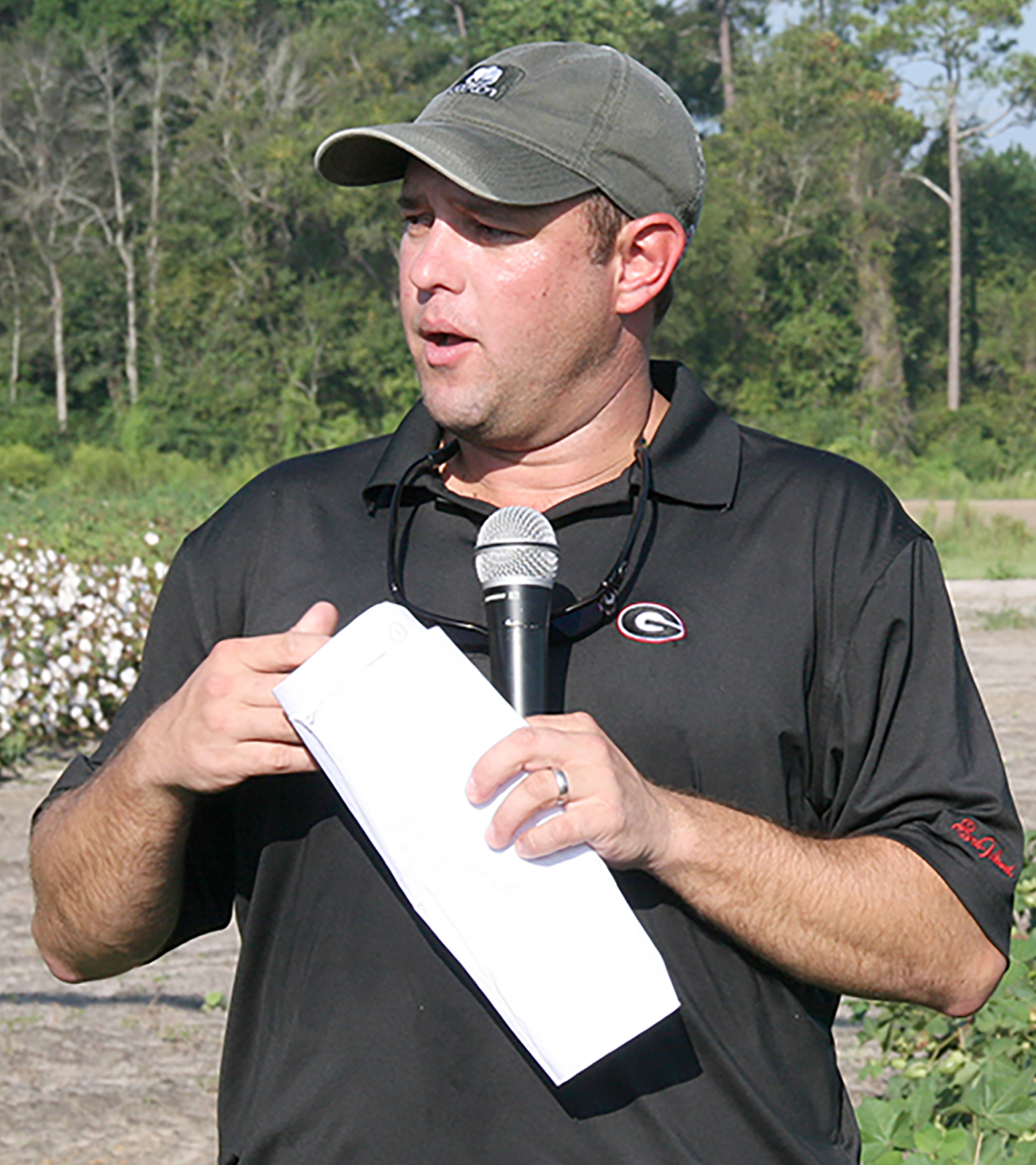 Jared Whitaker speaks during the UGA Cotton and Peanut Field Day in Tifton.