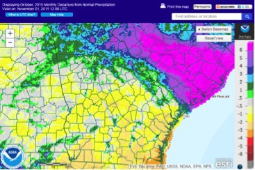 While some parts of Georgia saw 3 to 4 inches less rain than normal during October, the northeastern part of the state recorded rainfall totals more than 8 inches above normal.