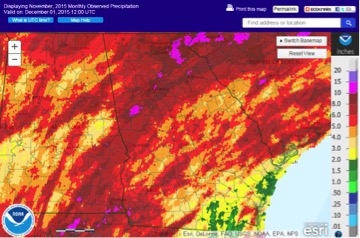 Some parts of Georgia received more than 10 inches more rain than usual during November 2015.