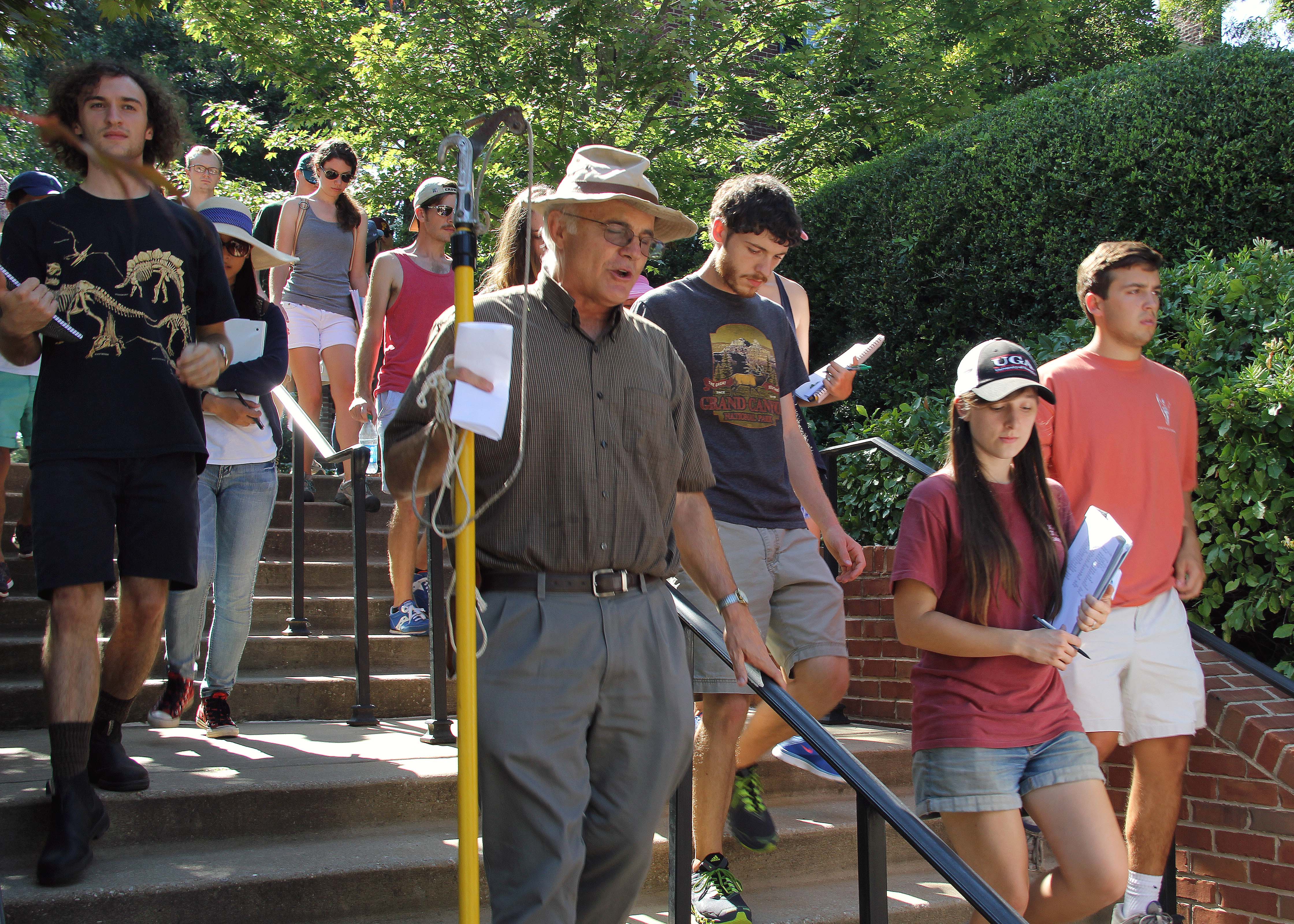 CAES horticulture professor Tim Smalley leads his students on a walking plant ID tour on the UGA campus in Athens, Ga.