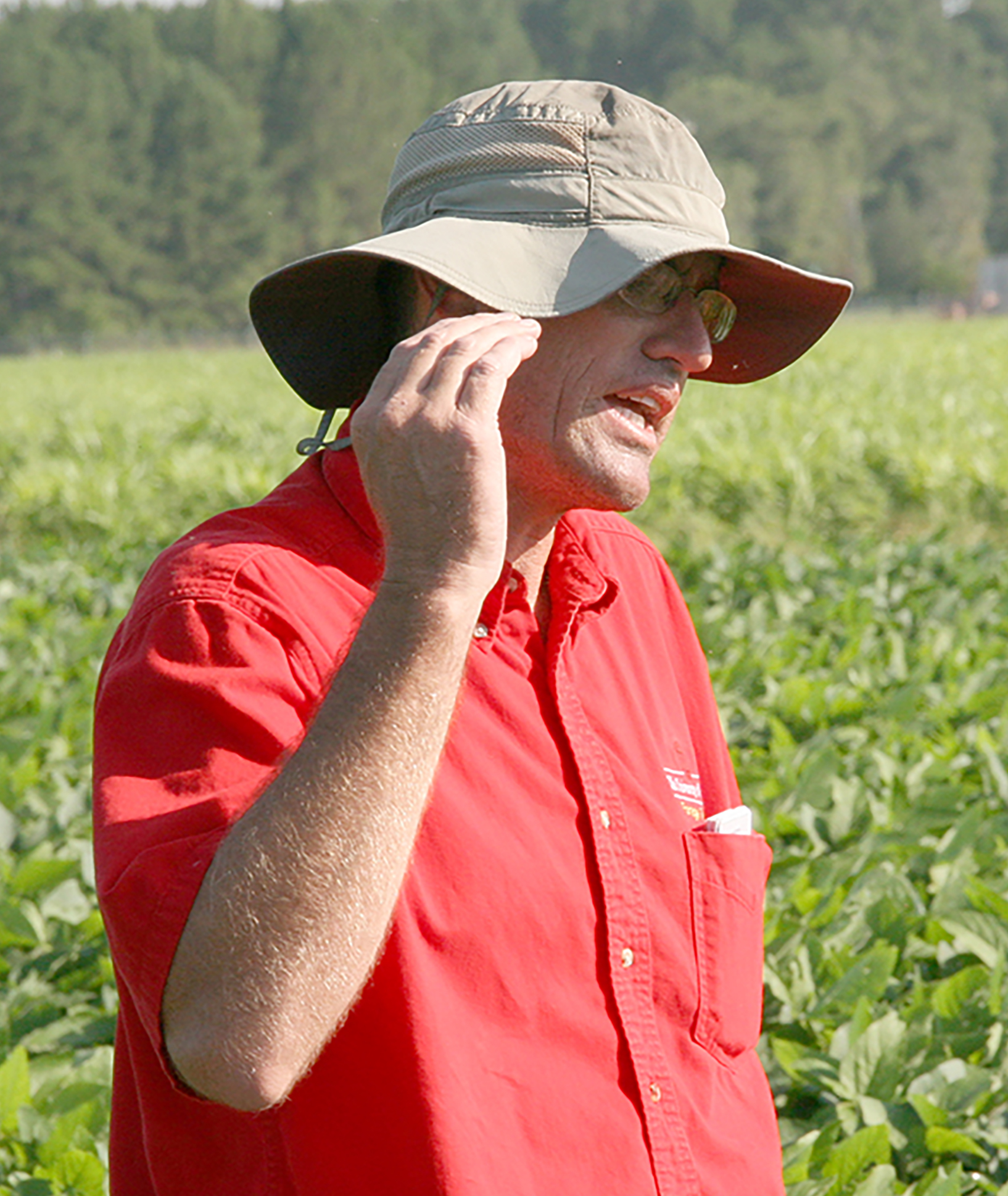Colquitt County Extension ANR agent and county coordinator Jeremy Kichler speaks during Sunbelt Field Day in July, 2015.