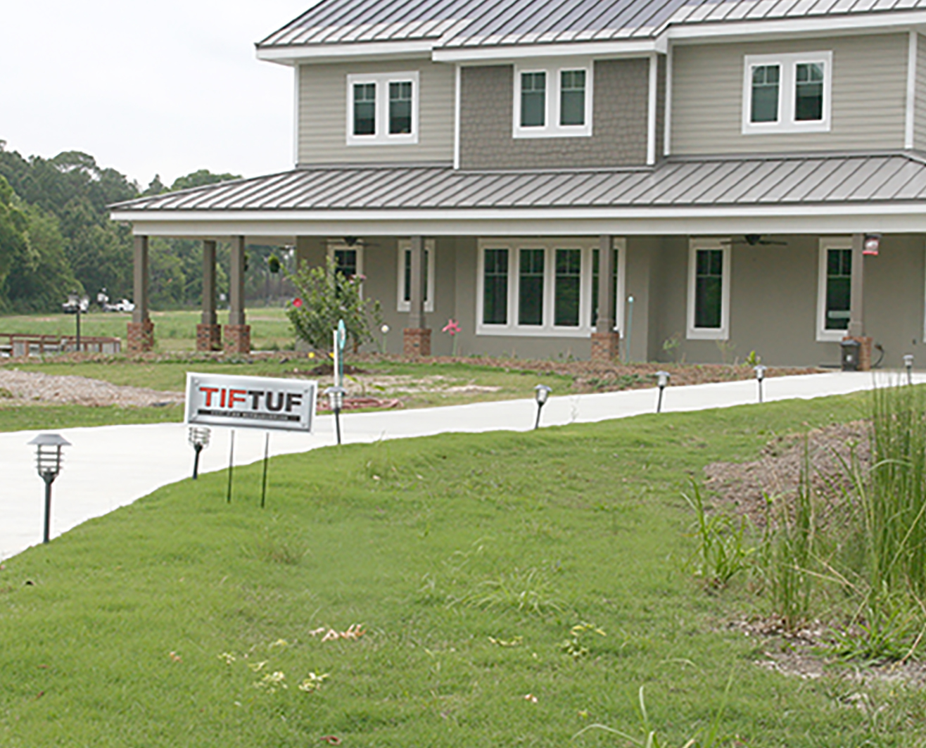'TifTuf' turfgrass is planted in front of the Future Farmstead on the UGA Tifton Campus Conference Center.