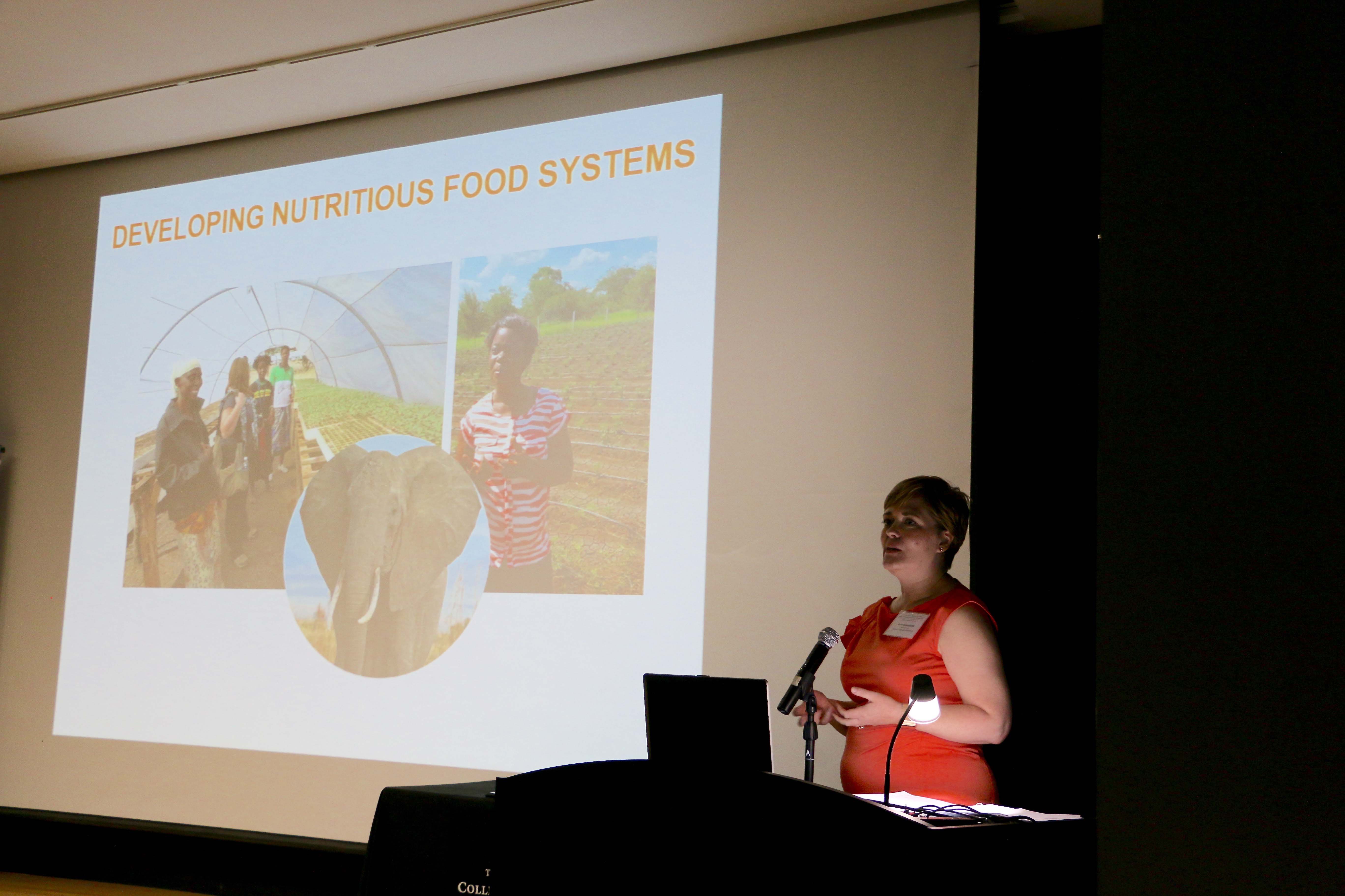 Keynote speaker Ann M. Steensland, deputy director of the Global Harvest Initiative, told students and faculty that successful solutions for feeding the world's hungry have to be created in concert with the farmers and community members on the ground in developing countries and in our own backyard.